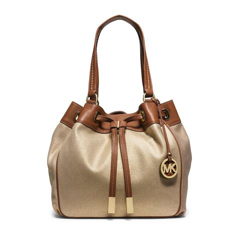 michael kors canvas drawstring tote|Michael Kors large canvas tote.